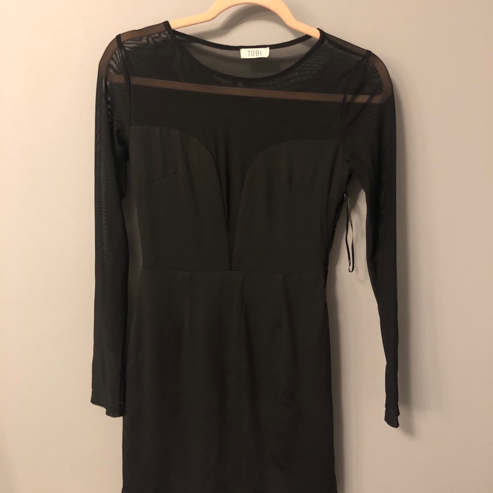 Sheer Long Sleeve Black Dress